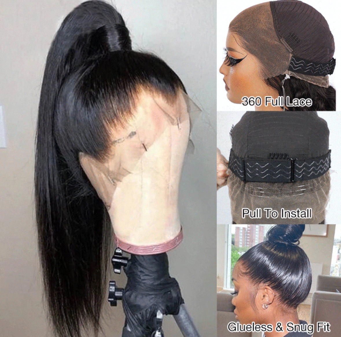 HD Straight Wig U Part or 360 Unit