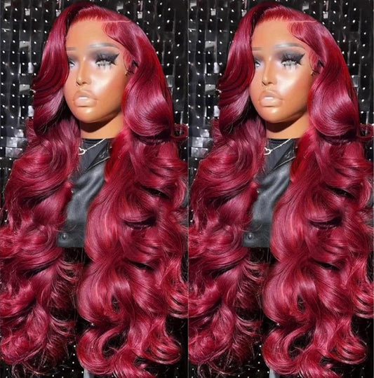 Burgundy HD Lace Frontal Wig 13x4 or 13x6 Lengths 16”-28”